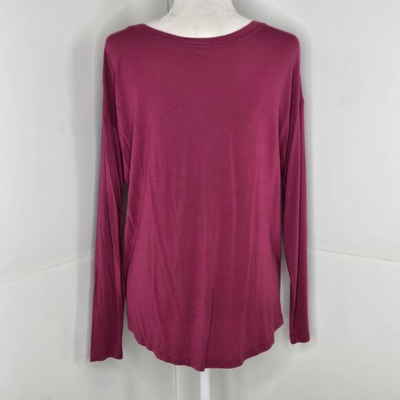 🎄 Victoria Secret PINK EUC Soft long sleeve tie front top XS dark pink Bayberry - Picture 4 of 14